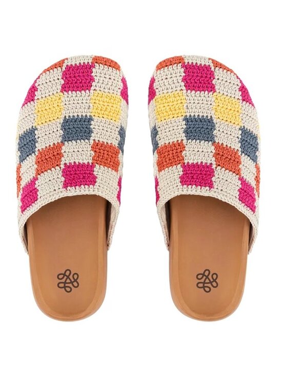 The Sak Shoes - The SAK Women's Embroided BOLINAS CLOG White Multi-Check Size 9 NEW IN BOX